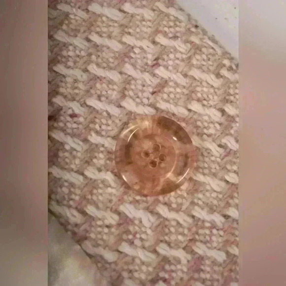 1970s CECIL GEE Pink White Mod Check  Tweed Wool Boucle Overcoat Medium Canada - Picture 12 of 12